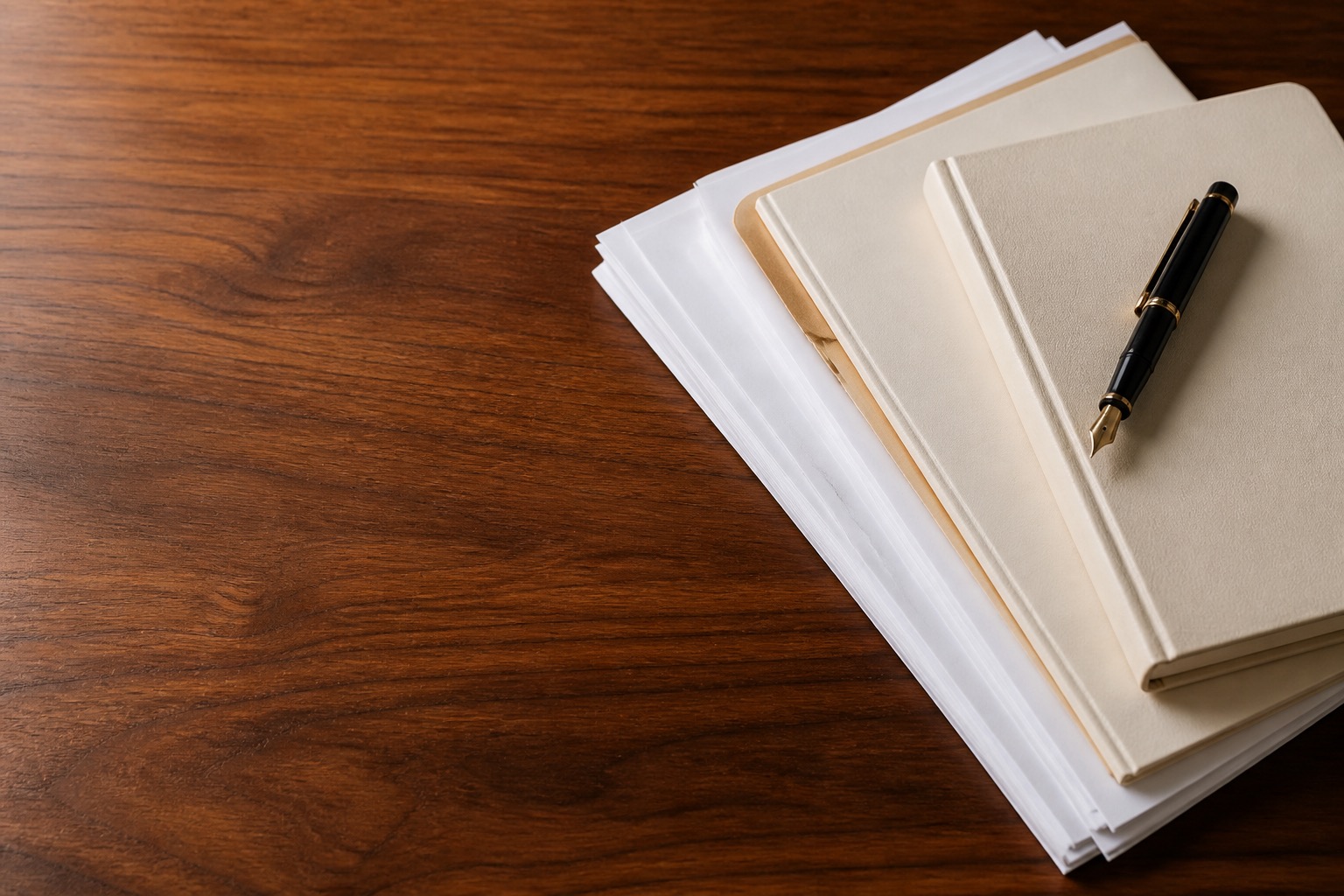 Legal documents on a wooden desk
